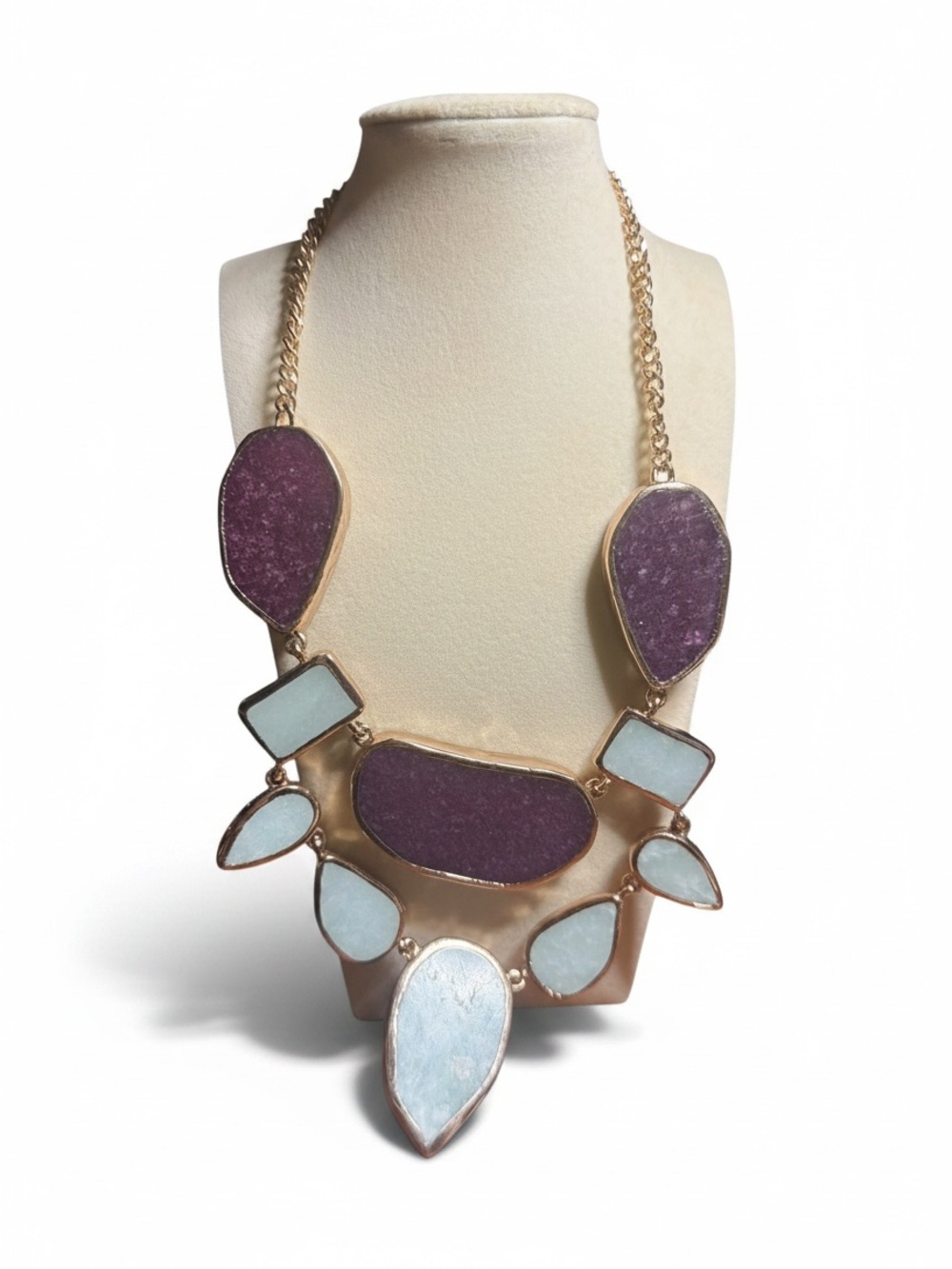 Vince Camuto Purple Blue Semi Precious Stone Statement Necklace NWT
